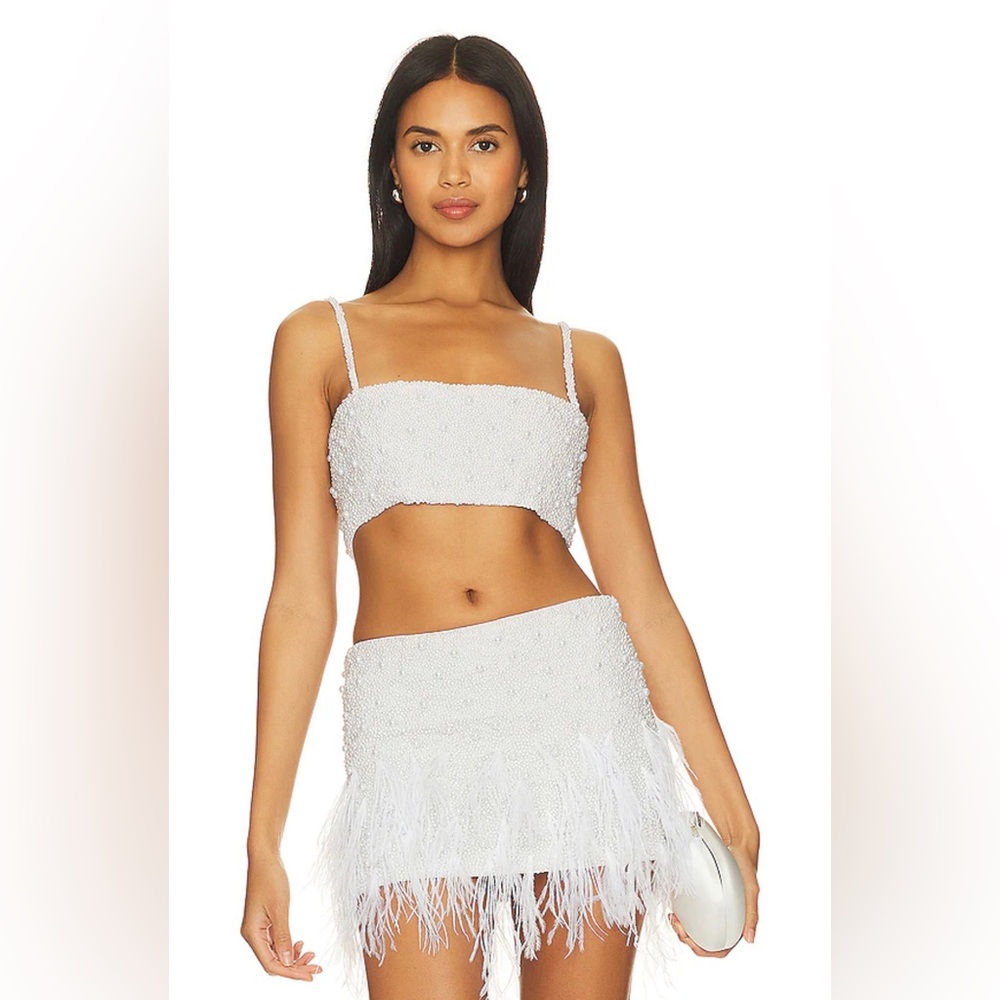 Retrofete White Feathered Crop Top
